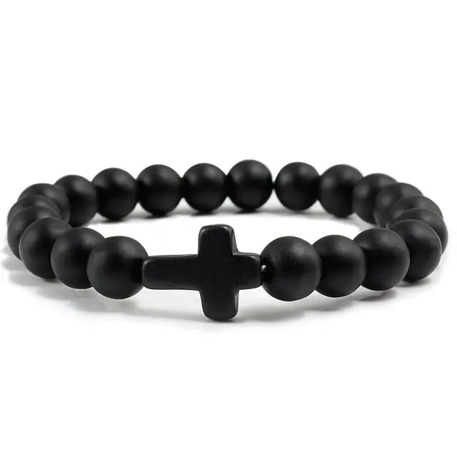 Lava Stone Cross Bracelet